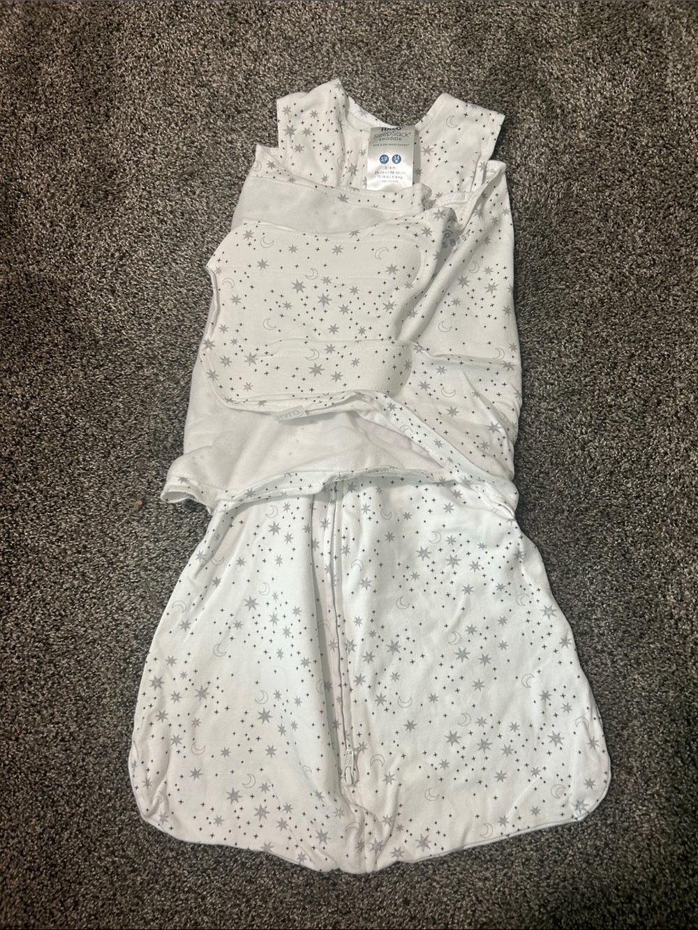 White Star-Print Halo Sleep Sack Swaddle